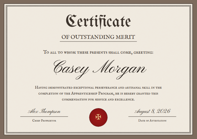 Certificate — Vintage