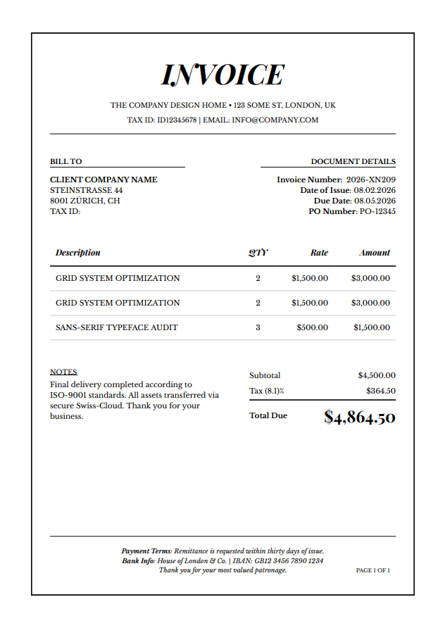 Invoice — Vintage